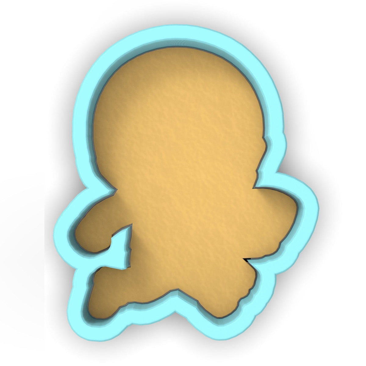 a cut out of a teddy bear with a blue frame
