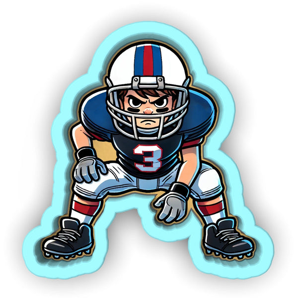 a drawing of a football player with a helmet