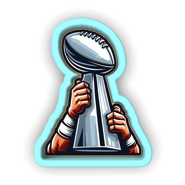 a sticker of a football player holding a football