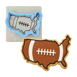 Football USA Cookie Cutter Stamp & Outline #1 Sports Cookie Cutter Lady MINI - 2 Inches (5cm) **BUNDLE** Cutter + Stencil 