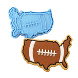 Football USA Cookie Cutter Stamp & Outline #1 Sports Cookie Cutter Lady MINI - 2 Inches (5cm) **BUNDLE** Cutter + Stamp 