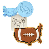 Football USA Cookie Cutter Stamp & Outline #1 Sports Cookie Cutter Lady MINI - 2 Inches (5cm) **FULL SET BUNDLE** Cutter + Stamp + Stencil + Debosser **BEST DEAL** 