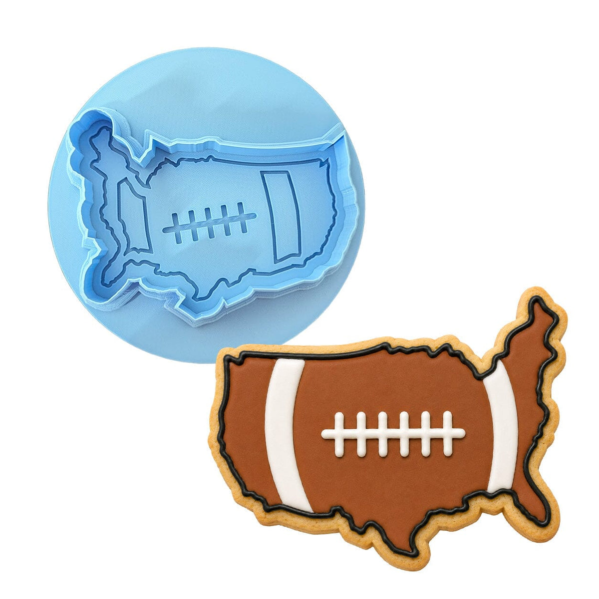 Football USA Cookie Cutter Stamp & Outline #1 Sports Cookie Cutter Lady MINI - 2 Inches (5cm) **BUNDLE** Cutter + Debosser 