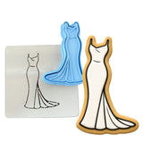 Formal Dress 3 Cookie Cutter | Stamp | Stencil - SHARP EDGES - FAST Shipping - Choose Your Own Size! #1 Cookie Cutter Lady LITTLE - 3 Inches (7.62cm) **BUNDLE** Cutter + Stamp + Stencil 