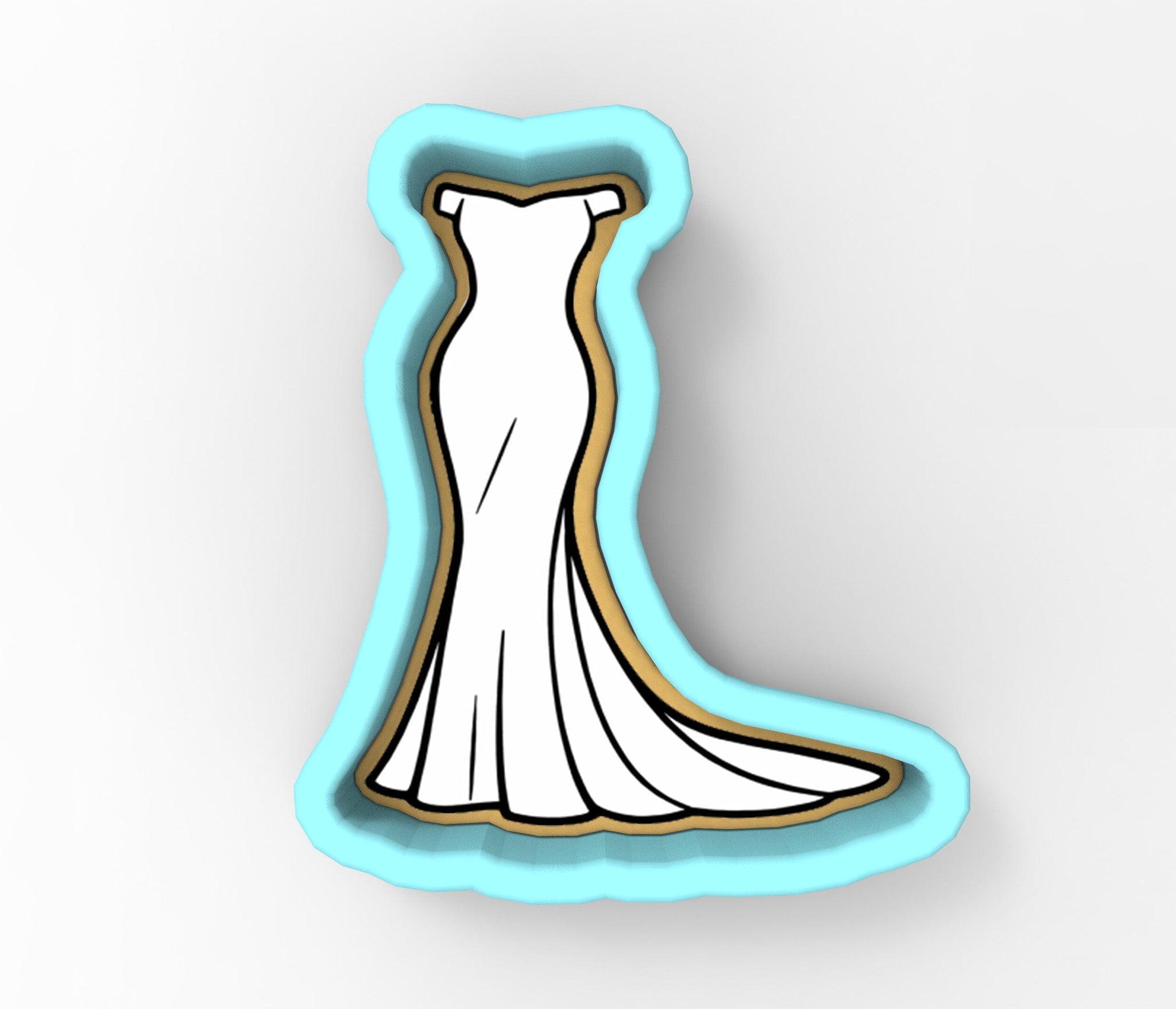 Formal Dress 4 Cookie Cutter | Stamp | Stencil - SHARP EDGES