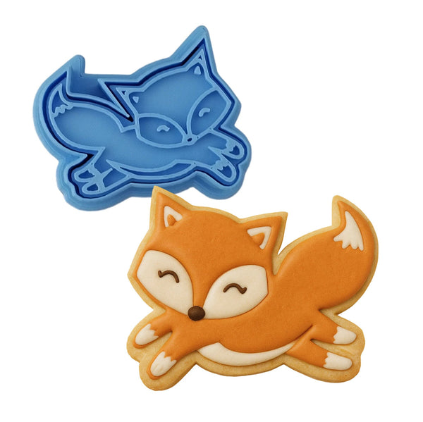Fox Running Cookie Cutter Stamp & Outline #1 Animals & Dinosaurs Cookie Cutter Lady MINI - 2 Inches (5cm) **BUNDLE** Cutter + Stamp 