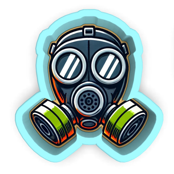 a gas mask sticker on a white background