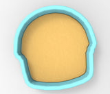 A blue-bordered cookie cutter with a yellow-colored interior, designed for cutting out cookies.