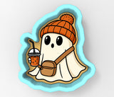 Ghost with Orange Beanie and Coffee Cookie Cutter | Stamp | Stencil - SHARP EDGES - FAST Shipping - Choose Your Own Size! #1