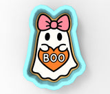 Ghost with Pink Bow Boo Cookie Cutter | Stamp | Stencil - SHARP EDGES - FAST Shipping - Choose Your Own Size! #1