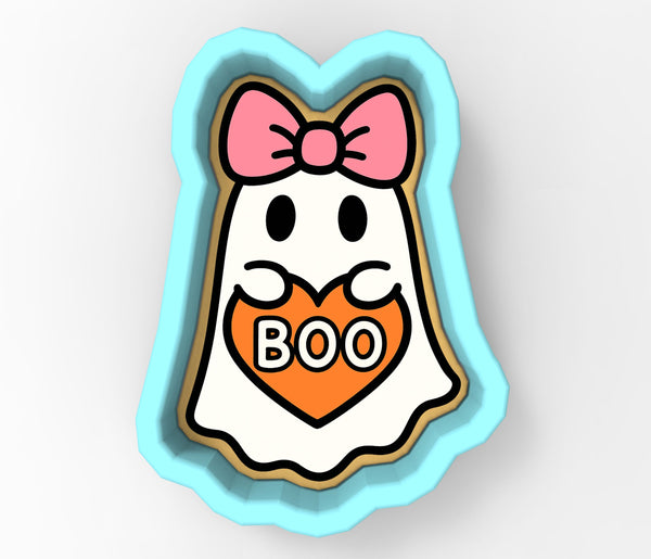 Ghost with Pink Bow Boo Cookie Cutter | Stamp | Stencil - SHARP EDGES - FAST Shipping - Choose Your Own Size! #1