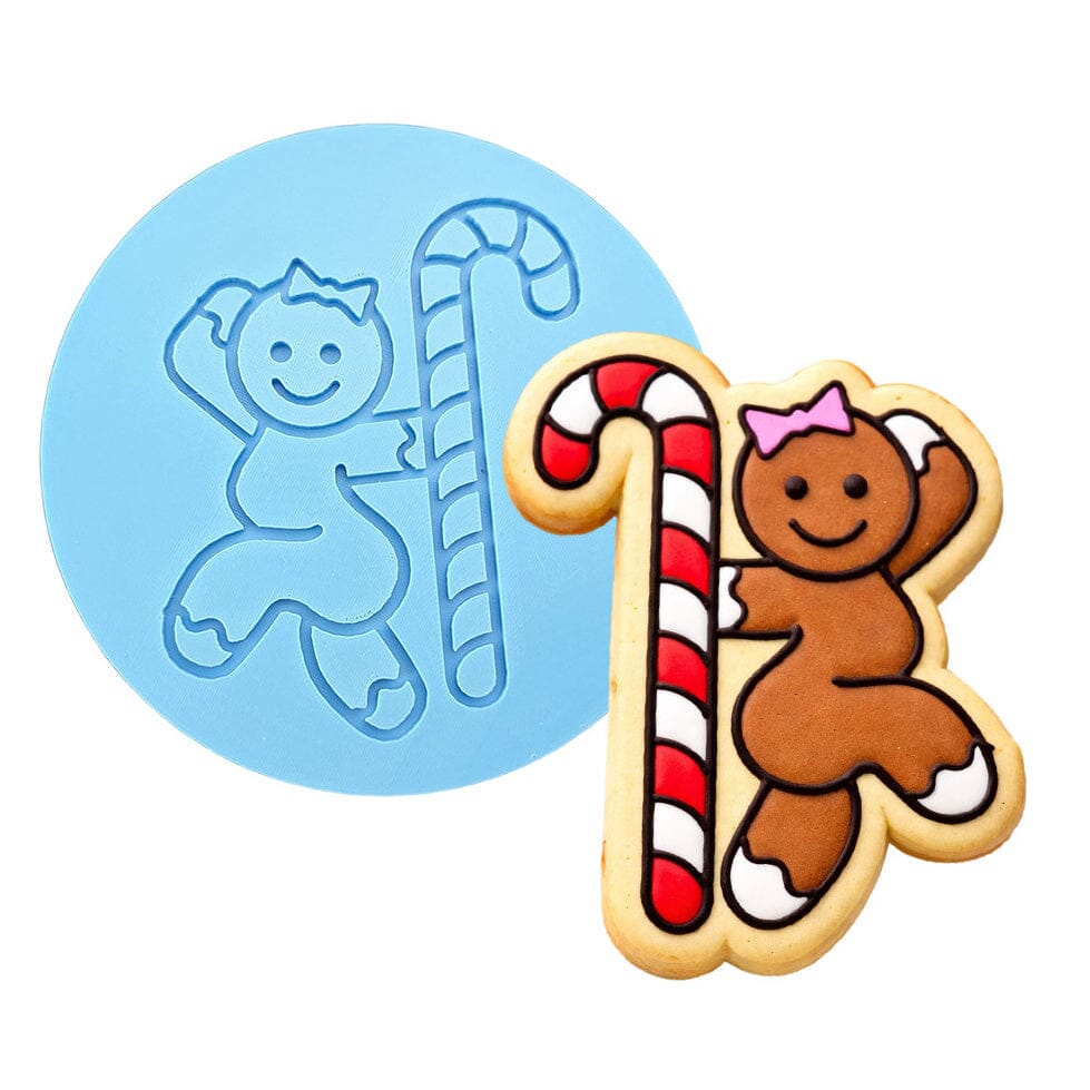 Gingerbread Candy Cane Stripper Cookie Cutter | Stamp | Stencil #1 Xmas / Winter / NYE Cookie Cutter Lady MINI - 2 Inches (5cm) Debosser ONLY 