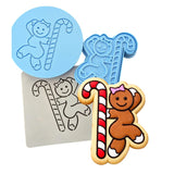 Gingerbread Candy Cane Stripper Cookie Cutter | Stamp | Stencil #1 Xmas / Winter / NYE Cookie Cutter Lady MINI - 2 Inches (5cm) **FULL SET BUNDLE** Cutter + Stamp + Stencil + Debosser **BEST DEAL** 