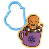 Gingerbread Hot Coco Tub Cookie Cutter | Stamp | Stencil #1 Xmas / Winter / NYE Cookie Cutter Lady MINI - 2 Inches (5cm) Cookie Cutter ONLY (Outline) 