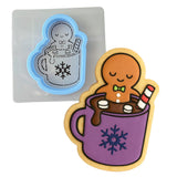 Gingerbread Hot Coco Tub Cookie Cutter | Stamp | Stencil #1 Xmas / Winter / NYE Cookie Cutter Lady MINI - 2 Inches (5cm) **BUNDLE** Cutter + Stencil 