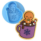 Gingerbread Hot Coco Tub Cookie Cutter | Stamp | Stencil #1 Xmas / Winter / NYE Cookie Cutter Lady MINI - 2 Inches (5cm) **BUNDLE** Cutter + Debosser 