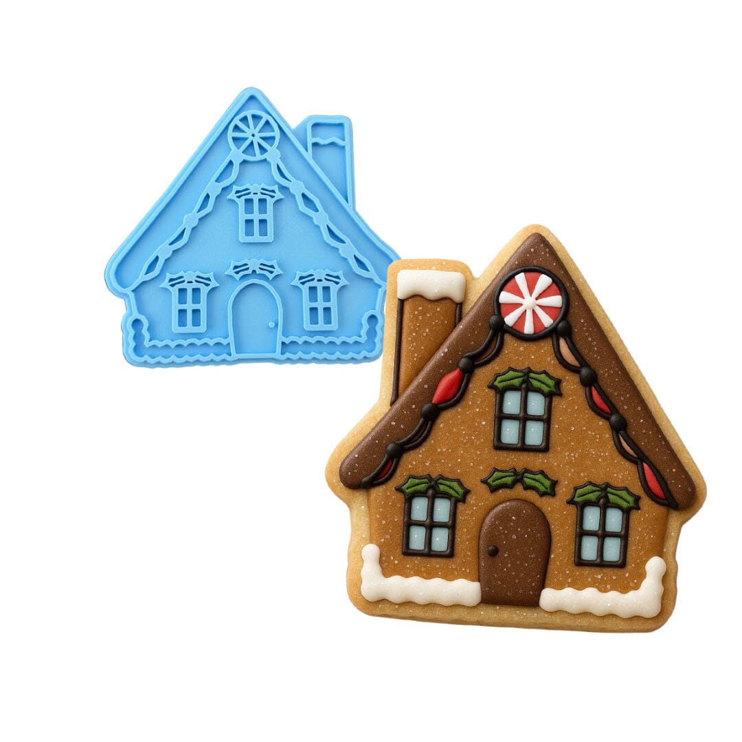 Gingerbread House Cookie Cutter + Imprint Xmas / Winter / NYE Cookie Cutter Lady MINI - 2 Inches (5cm) Stamp ONLY 