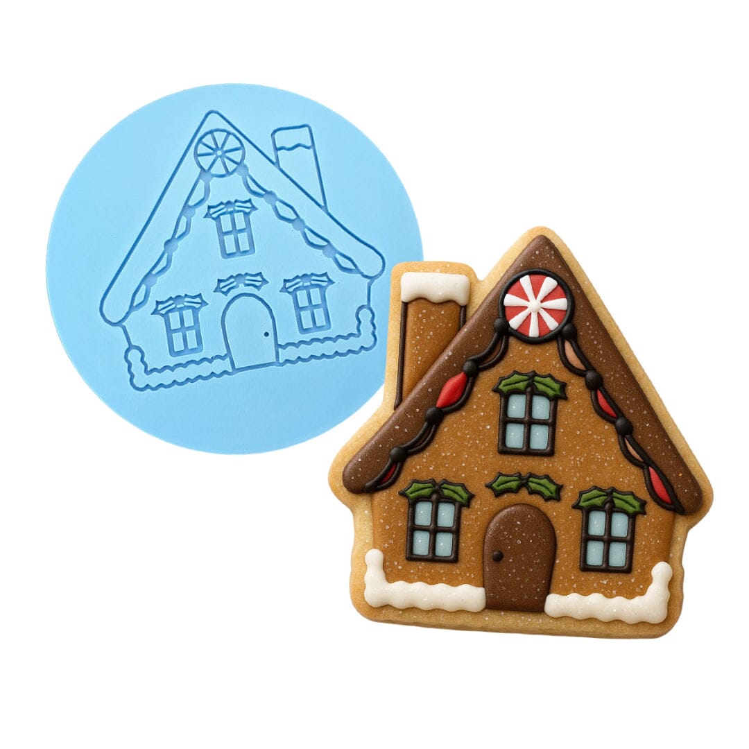 Gingerbread House Cookie Cutter + Imprint Xmas / Winter / NYE Cookie Cutter Lady MINI - 2 Inches (5cm) Debosser ONLY 