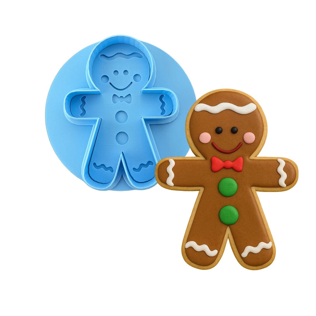 Gingerbread Man Cookie Cutter | Stamp | Stencil #2 Xmas / Winter / NYE Cookie Cutter Lady MINI - 2 Inches (5cm) **BUNDLE** Cutter + Debosser 