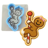 Gingerbread Stripper on Pole Cookie Cutter | Stamp | Stencil #1 Xmas / Winter / NYE Cookie Cutter Lady MINI - 2 Inches (5cm) **BUNDLE** Cutter + Stencil 