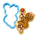 Gingerbread Stripper on Pole Cookie Cutter | Stamp | Stencil #1 Xmas / Winter / NYE Cookie Cutter Lady MINI - 2 Inches (5cm) Cookie Cutter ONLY (Outline) 