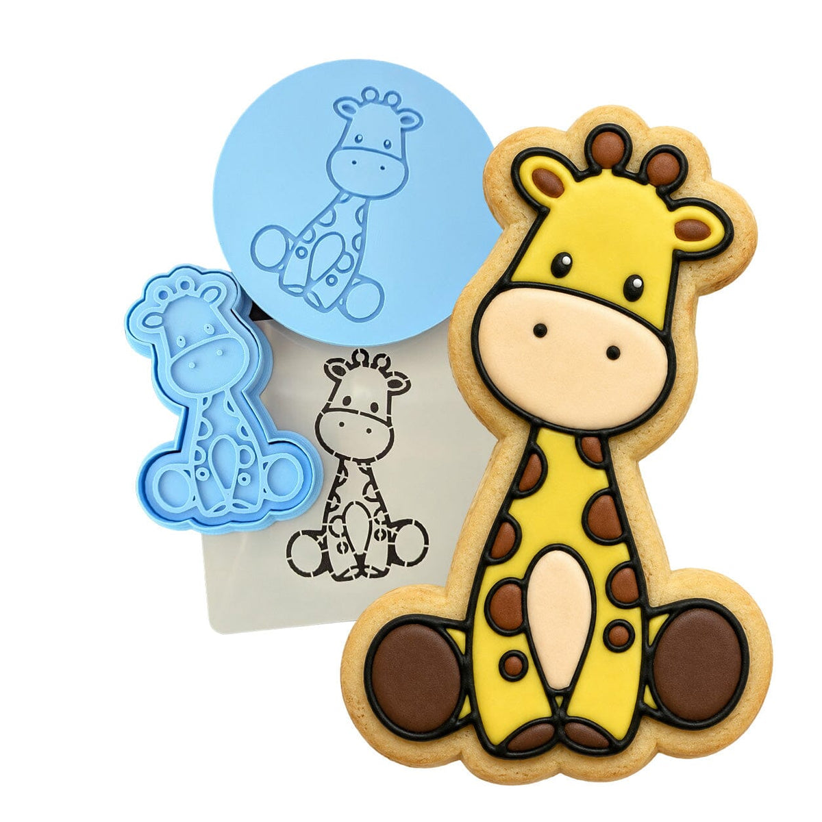 Giraffe Cookie Cutter Stamp & Outline #3 Animals & Dinosaurs Cookie Cutter Lady MINI - 2 Inches (5cm) **FULL SET BUNDLE** Cutter + Stamp + Stencil + Debosser **BEST DEAL** 