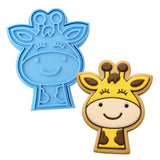 Giraffe Face Cookie Cutter Stamp & Outline #1 Animals & Dinosaurs Cookie Cutter Lady MINI - 2 Inches (5cm) **BUNDLE** Cutter + Stamp 
