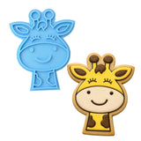 Giraffe Face Cookie Cutter Stamp & Outline #1 Animals & Dinosaurs Cookie Cutter Lady MINI - 2 Inches (5cm) Stamp ONLY 