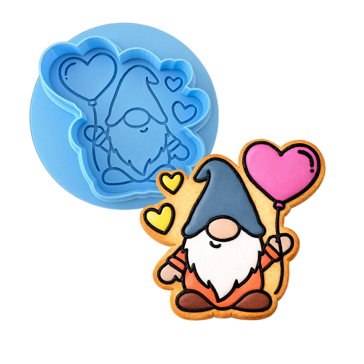 Gnome Balloon Cookie Cutter | Stamp | Stencil #1 Cookie Cutter Lady MINI - 2 Inches (5cm) **BUNDLE** Cutter + Debosser 