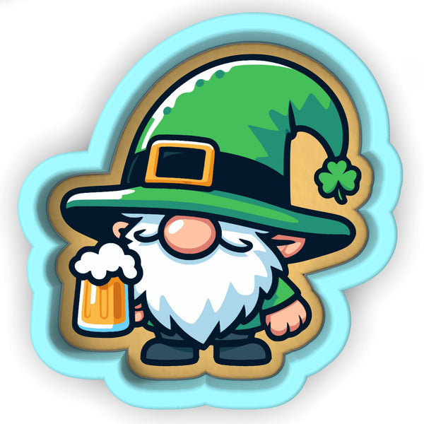 a cartoon of a lepreti gnome holding a mug of beer
