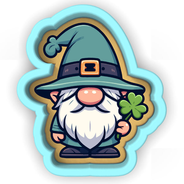 a sticker of a leprezi gnome holding a clover