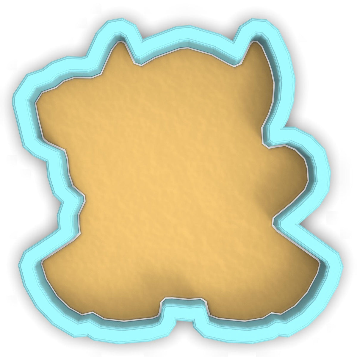 a cut out of a piece of paper with a light blue outline