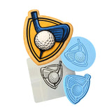 Golf Drive Emblem 1 Cookie Cutter | Stamp | Stencil - SHARP EDGES - FAST Shipping - Choose Your Own Size! #1 Cookie Cutter Lady LITTLE - 3 Inches (7.62cm) **FULL SET BUNDLE** Cutter + Stamp + Stencil + Debosser **BEST DEAL** 