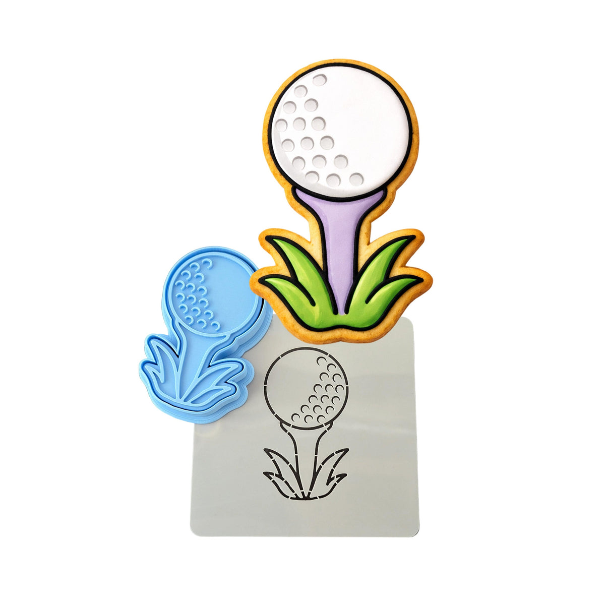 Golf Tee 1 Cookie Cutter | Stamp | Stencil - SHARP EDGES - FAST Shipping - Choose Your Own Size! #1 Cookie Cutter Lady LITTLE - 3 Inches (7.62cm) **BUNDLE** Cutter + Stamp + Stencil 