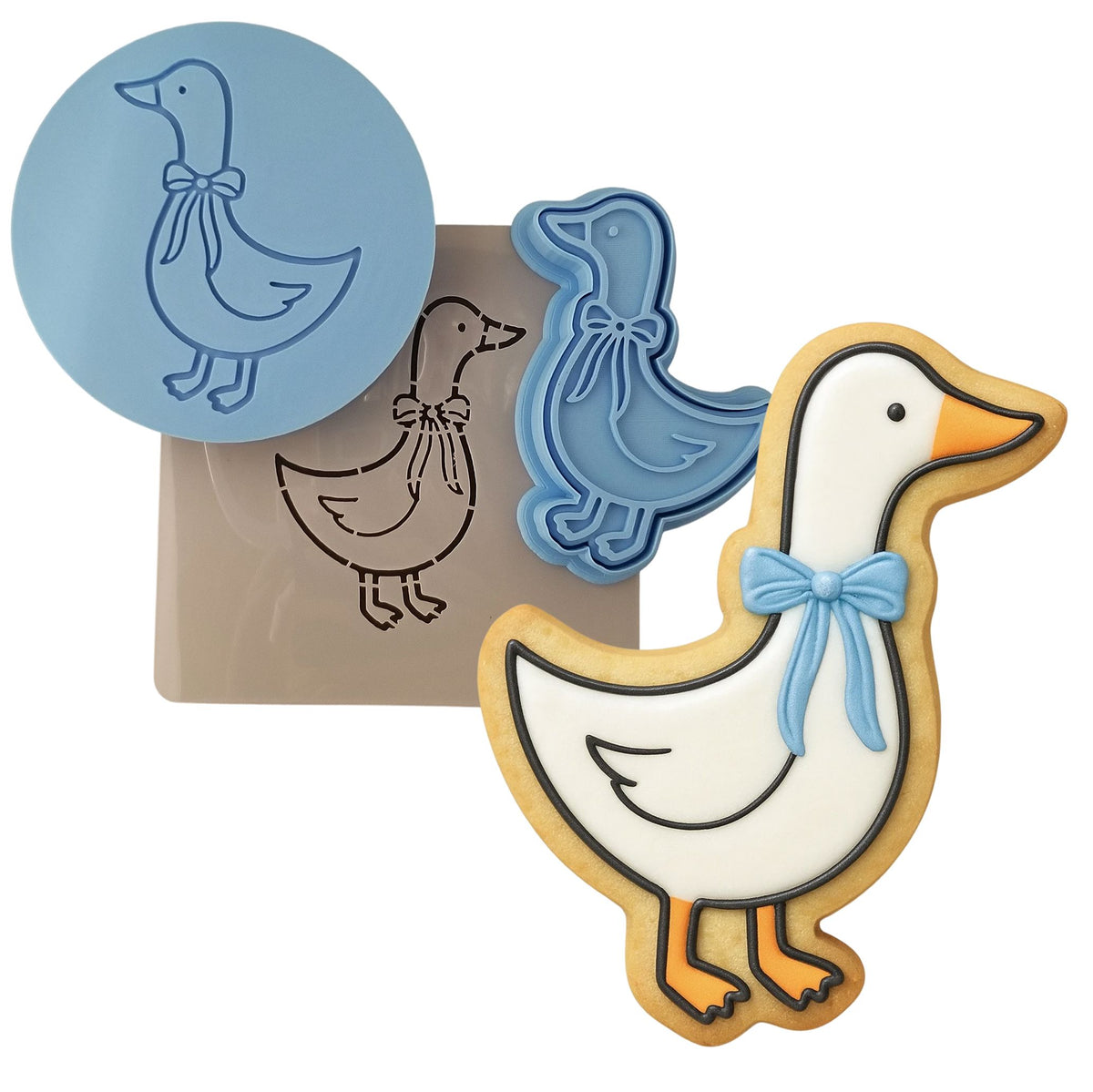 Goose 1 Cookie Cutter | Stamp | Stencil - SHARP EDGES - FAST Shipping - Choose Your Own Size! #1 Cookie Cutter Lady LITTLE - 3 Inches (7.62cm) **FULL SET BUNDLE** Cutter + Stamp + Stencil + Debosser **BEST DEAL** 