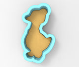 A 3D rendering of a cookie cutter in the shape of a dog.