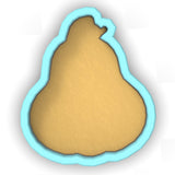 a cookie shaped like a pear on a white background