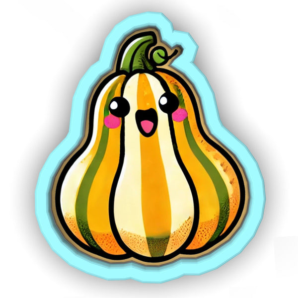 a sticker of a yellow and green squash