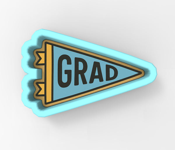 Grad Pennant Blue Cookie Cutter | Stamp | Stencil - SHARP EDGES - FAST Shipping - Choose Your Own Size! #1