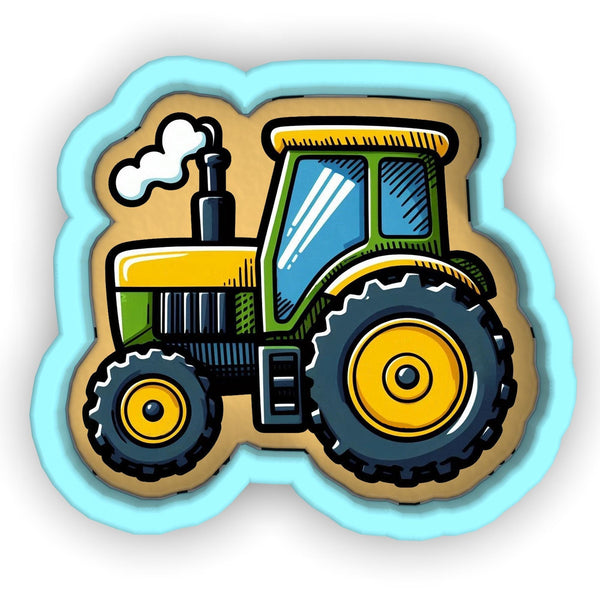 a drawing of a tractor on a white background