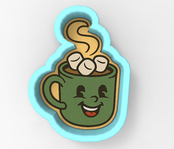 Green Hot Coco Mug Face Cookie Cutter | Stamp | Stencil - SHARP EDGES - FAST Shipping - Choose Your Own Size! #1