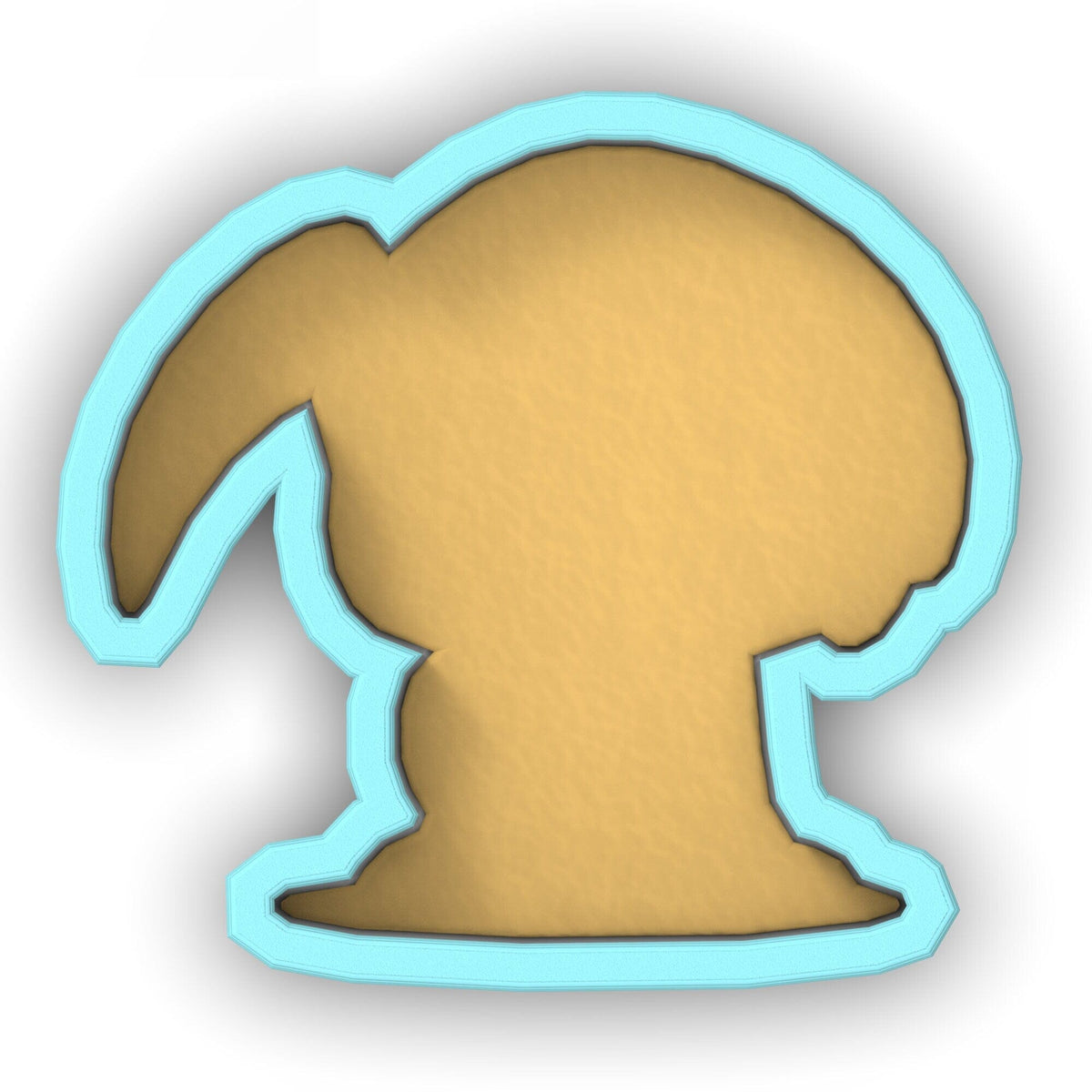 a cookie shaped like an elephant head with a blue outline
