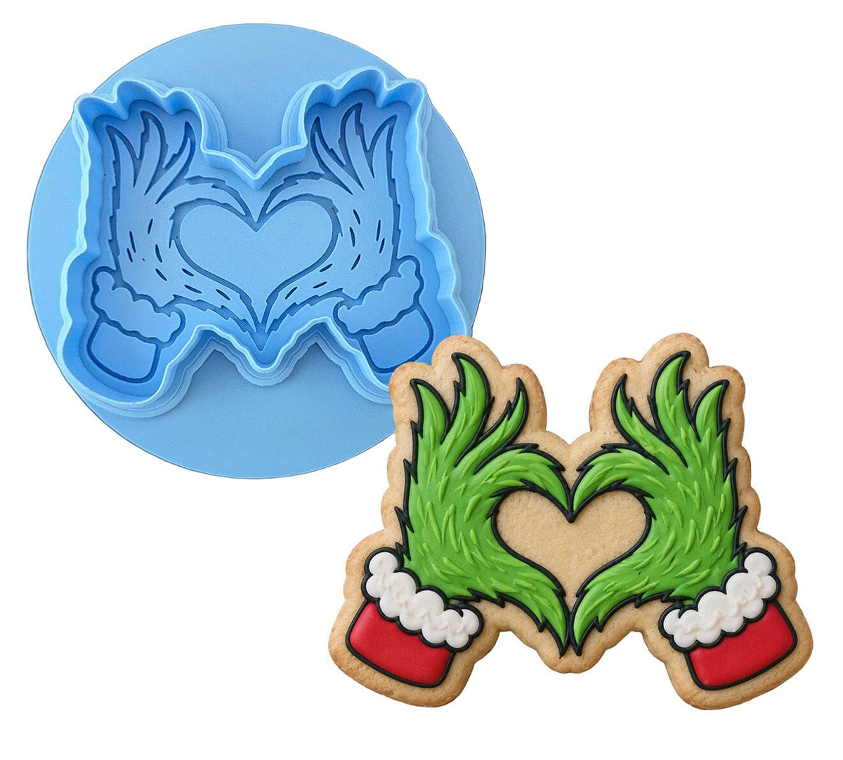 Grinch Christmas Heart Cookie Cutter | Stamp | Stencil - SHARP EDGES - FAST Shipping - Choose Your Own Size! #1 Cookie Cutter Lady LITTLE - 3 Inches (7.62cm) **BUNDLE** Cutter + Debosser 