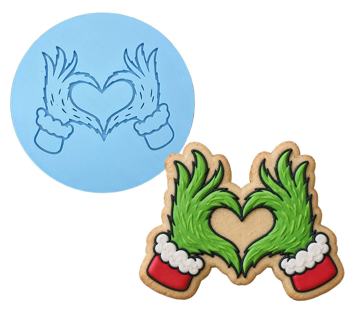 Grinch Christmas Heart Cookie Cutter | Stamp | Stencil - SHARP EDGES - FAST Shipping - Choose Your Own Size! #1 Cookie Cutter Lady LITTLE - 3 Inches (7.62cm) Debosser ONLY 