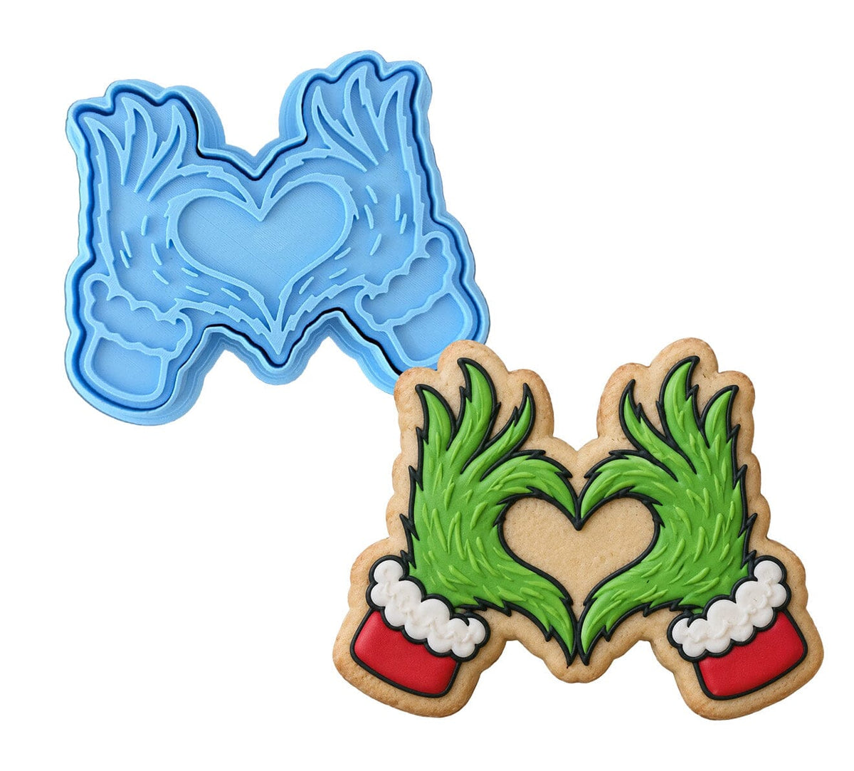 Grinch Christmas Heart Cookie Cutter | Stamp | Stencil - SHARP EDGES - FAST Shipping - Choose Your Own Size! #1 Cookie Cutter Lady LITTLE - 3 Inches (7.62cm) **BUNDLE** Cutter + Stamp 