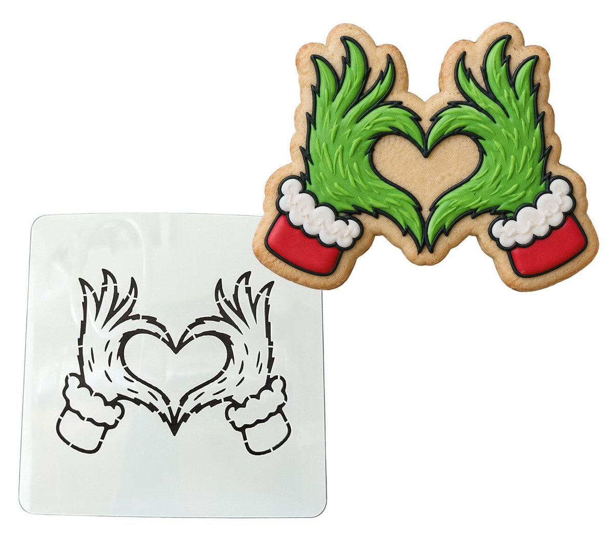Grinch Christmas Heart Cookie Cutter | Stamp | Stencil - SHARP EDGES - FAST Shipping - Choose Your Own Size! #1 Cookie Cutter Lady LITTLE - 3 Inches (7.62cm) Stencil ONLY 