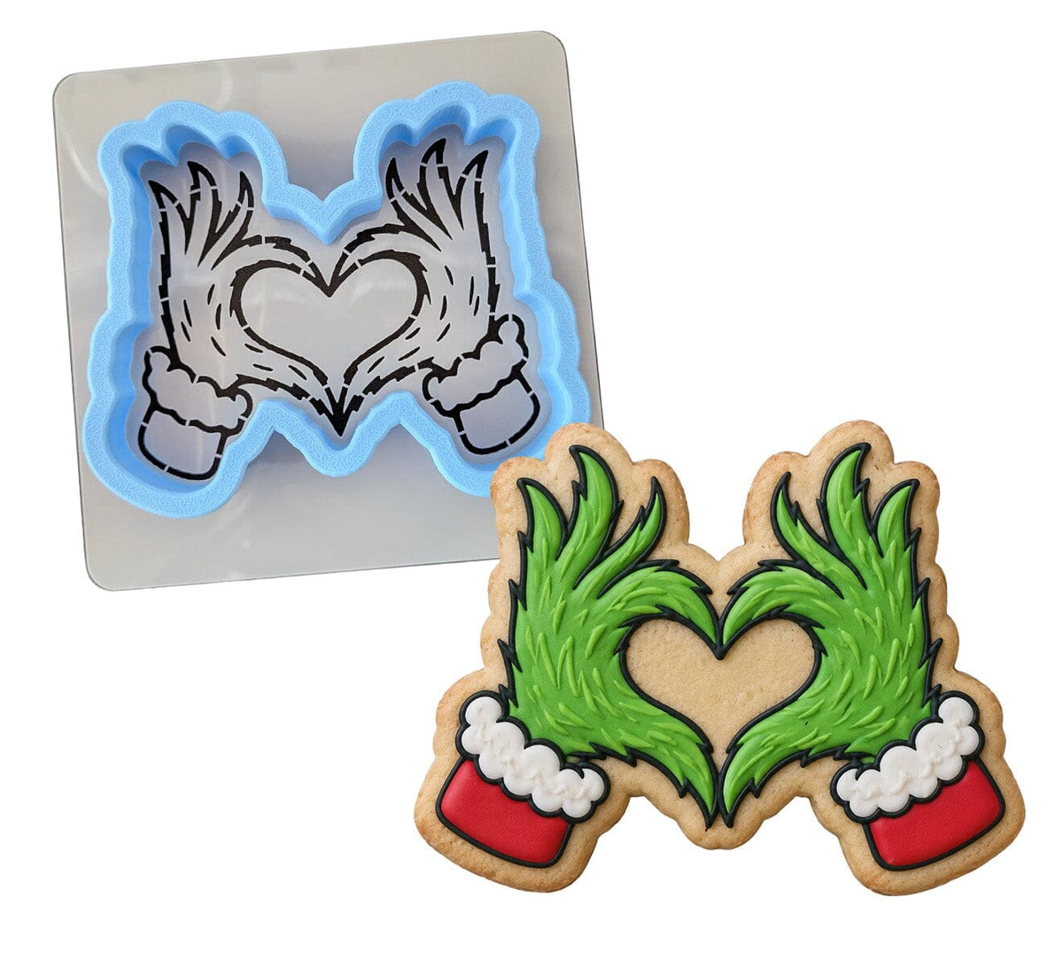 Grinch Christmas Heart Cookie Cutter | Stamp | Stencil - SHARP EDGES - FAST Shipping - Choose Your Own Size! #1 Cookie Cutter Lady LITTLE - 3 Inches (7.62cm) **BUNDLE** Cutter + Stencil 