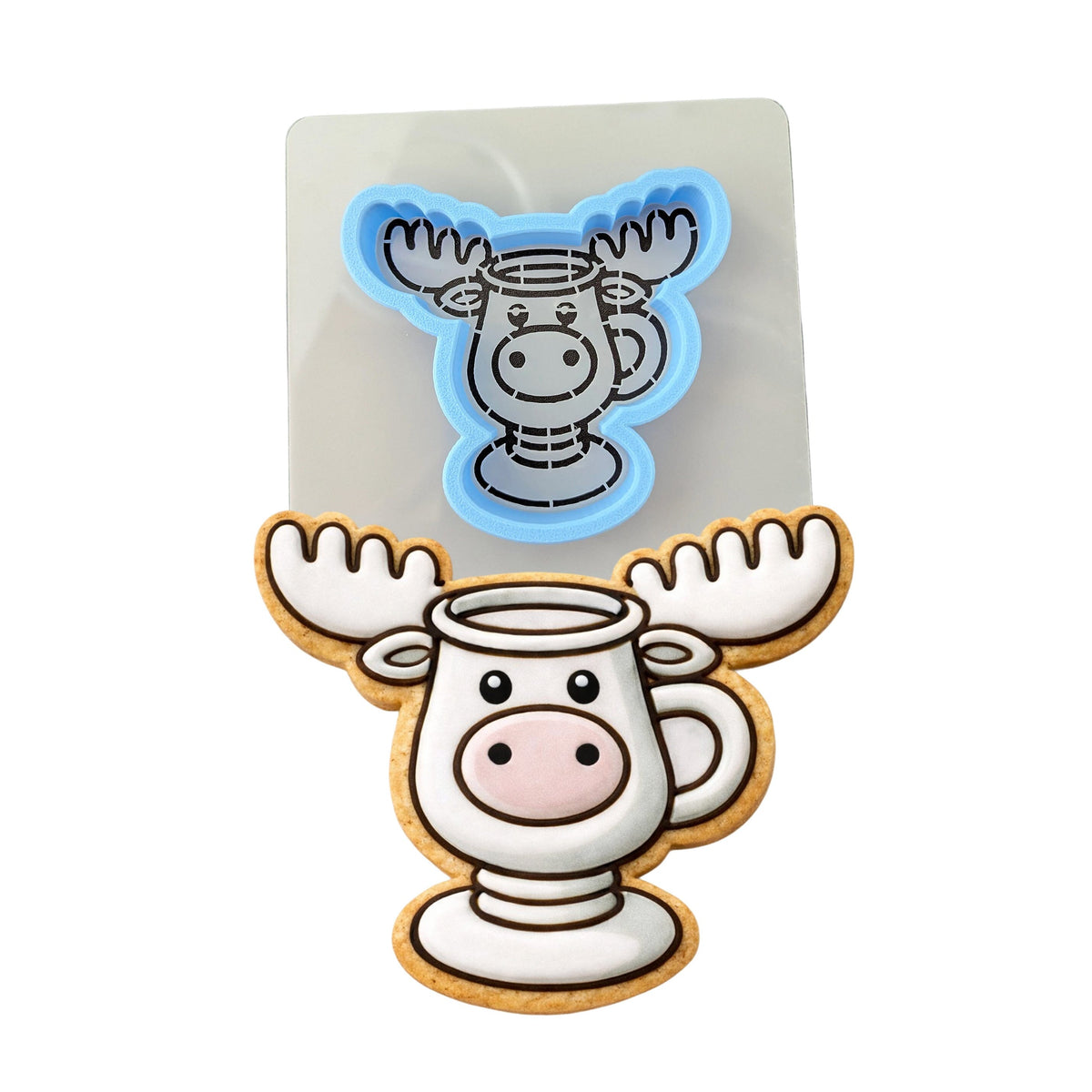 Griswold Moose Mug Cookie Cutter | Stamp | Stencil - SHARP EDGES - FAST Shipping - Choose Your Own Size! #1 Cookie Cutter Lady LITTLE - 3 Inches (7.62cm) **BUNDLE** Cutter + Stencil 