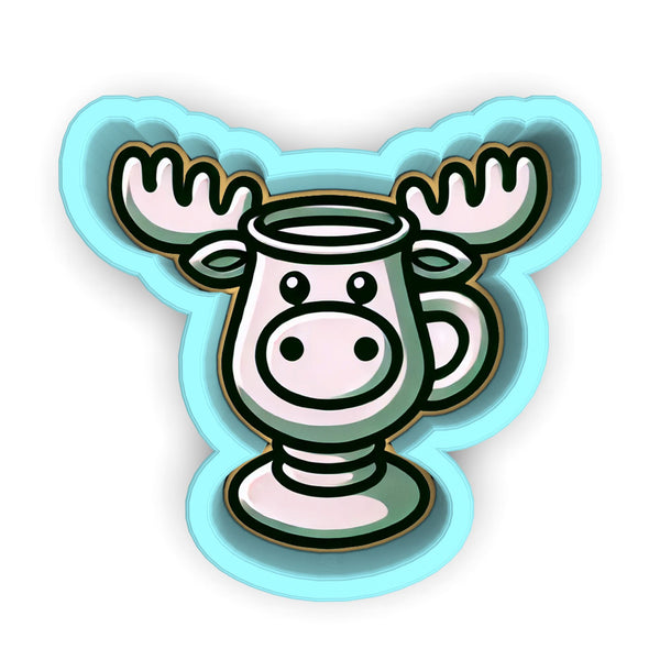 a sticker of a moose's head on a white background