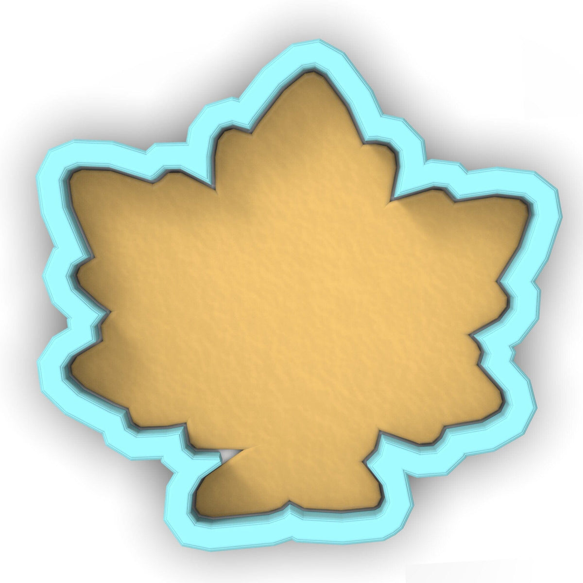 a cut out of a cookie with a blue border